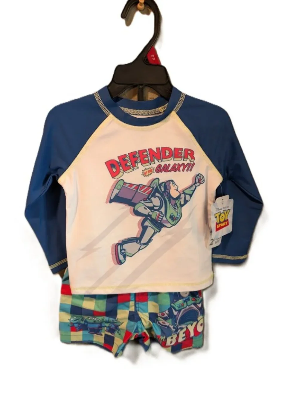 Toy Story Boys 2 Piece Rashguard and Swim Trunk Set